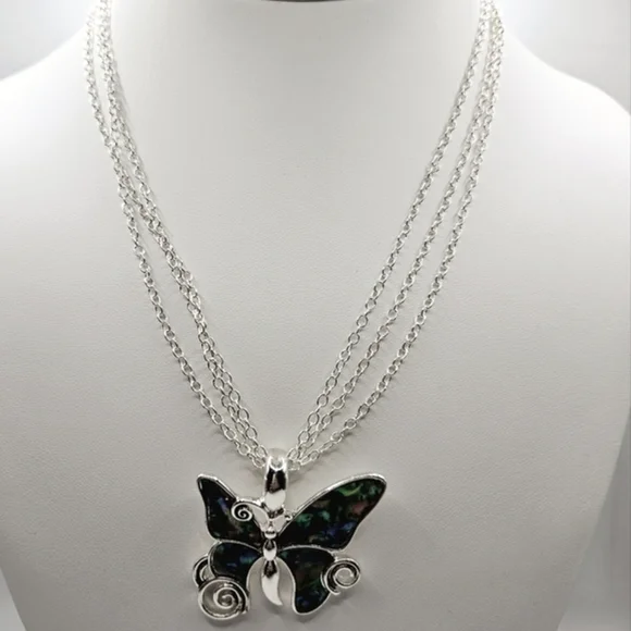 ABALONE Butterfly Necklace - Picture 3 of 4